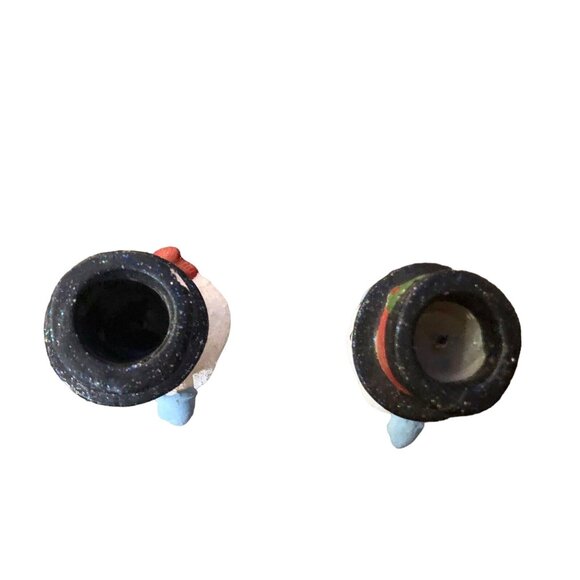 Two Snowman Candlestick Holders Some Wear - Picture 9 of 12